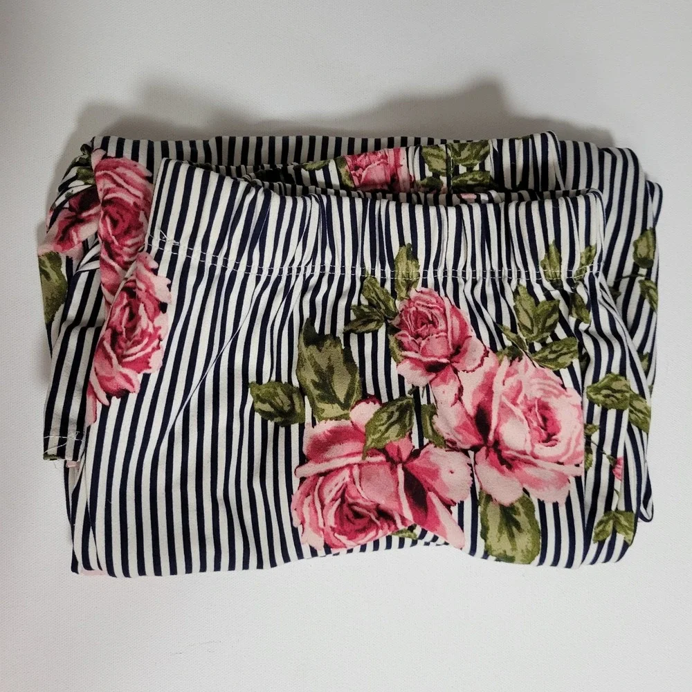 Wilde Floral Striped Wide Leg Pants 1X‎ Flowy Cottagecore Cozy Loungewear Hippie